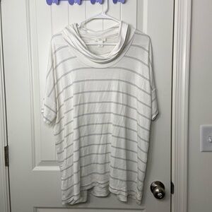 NWOT LOFT women’s white light gray cowl neck soft lounge loose relaxed tunic top